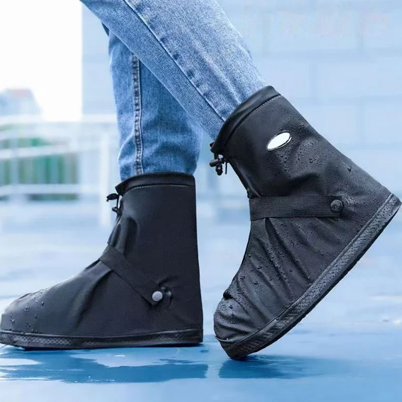 Color: Brown, Size: L - Reusable Anti-Slip PU Leather Waterproof Shoes Cover Water Boots Cycling Hiking Overshoes Rain Snow Wet Sand Shoes Protectors