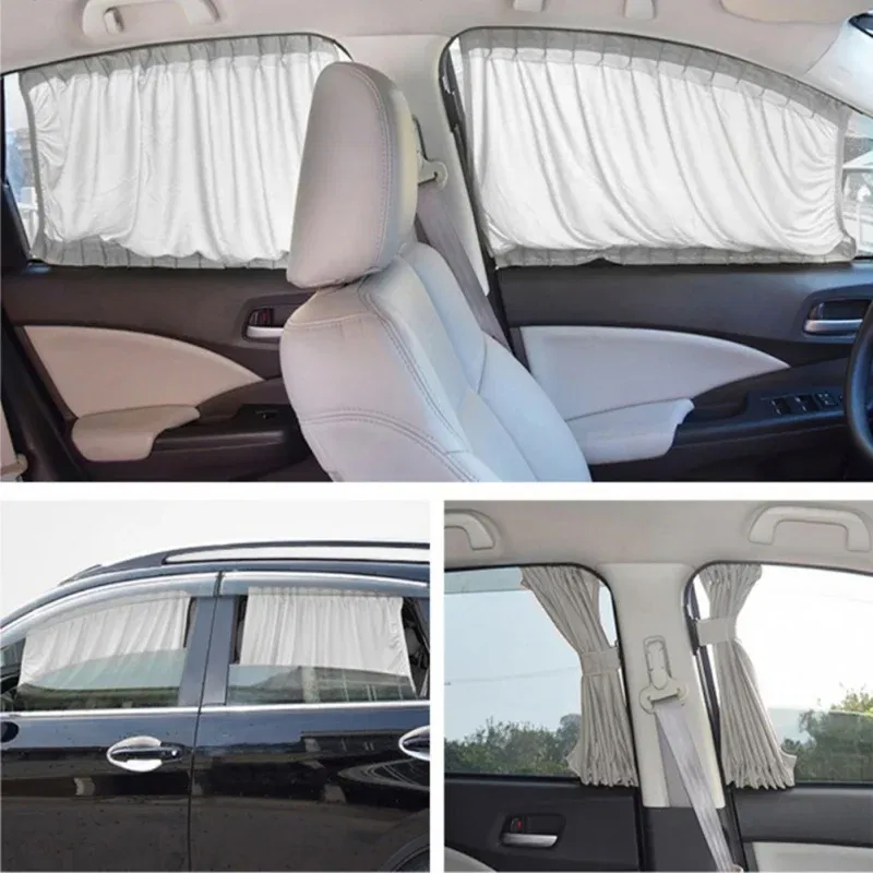 Color: Lavender - 2pcs 50cm Car Sun Shade Side Window Curtain Auto Foldable Uv Protection Accessories Black Pure Cloth Auto Accessories