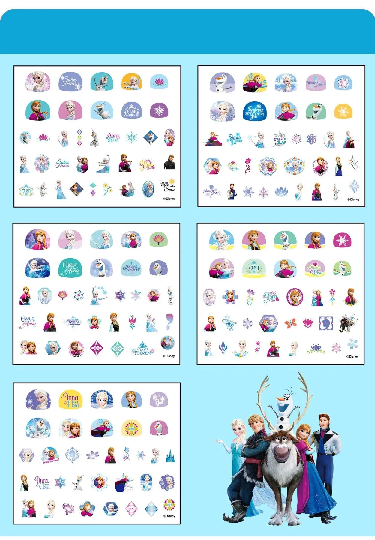 Color: Army Green - Random 1Pcs Disney Cartoon Frozen Princess Pooh Bear Snow White Makeup Nail Stickers Minnie Mickey Mermaid Stitch Stickers Toy