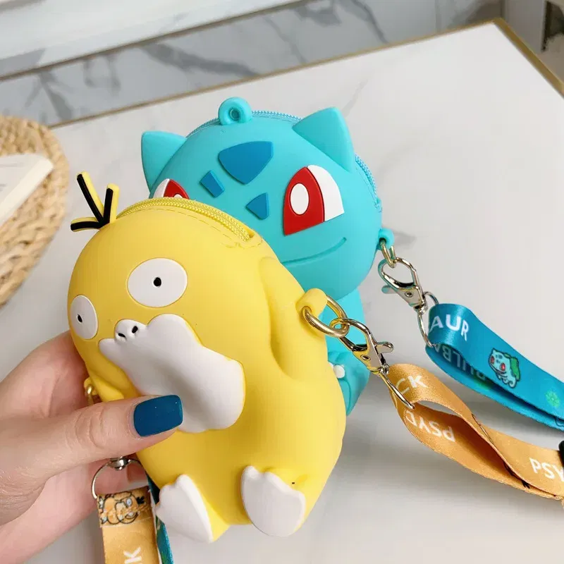 Color: Orange - Pokemon Bag Crossbody Bags for Children Mini Coin Purse Kawaii Fashion Toy Anime Action Figures Pikachu Eevee Funny Modelding