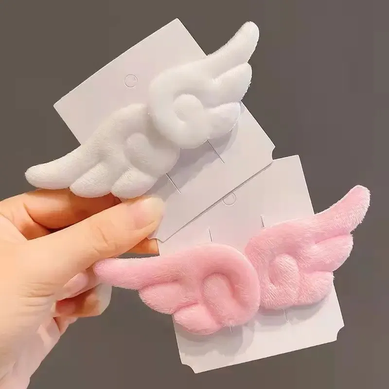 Color: Yellow - Angel Wing Hair Clips for Women Girls Plush Hairpin Kids Cute Cartoon Hair Clip Pins Hairgrip Christmas Hair Accessories