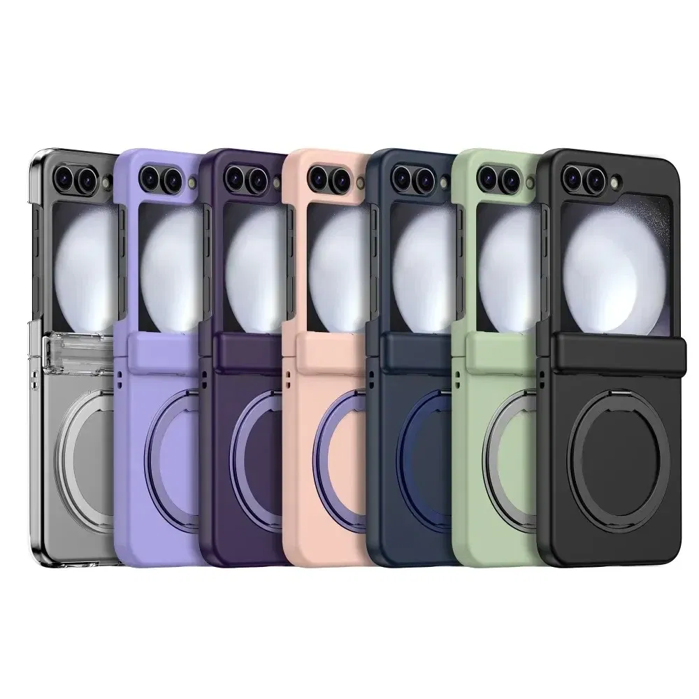 Color: Dark Blue, Material: CANVAS - For Samsung Galaxy Z Flip 3 5 4 6 Magsafe Case Wireless Charging Hinge All-inclusive Flip Shockproof Hard Magnetic Holder Cover