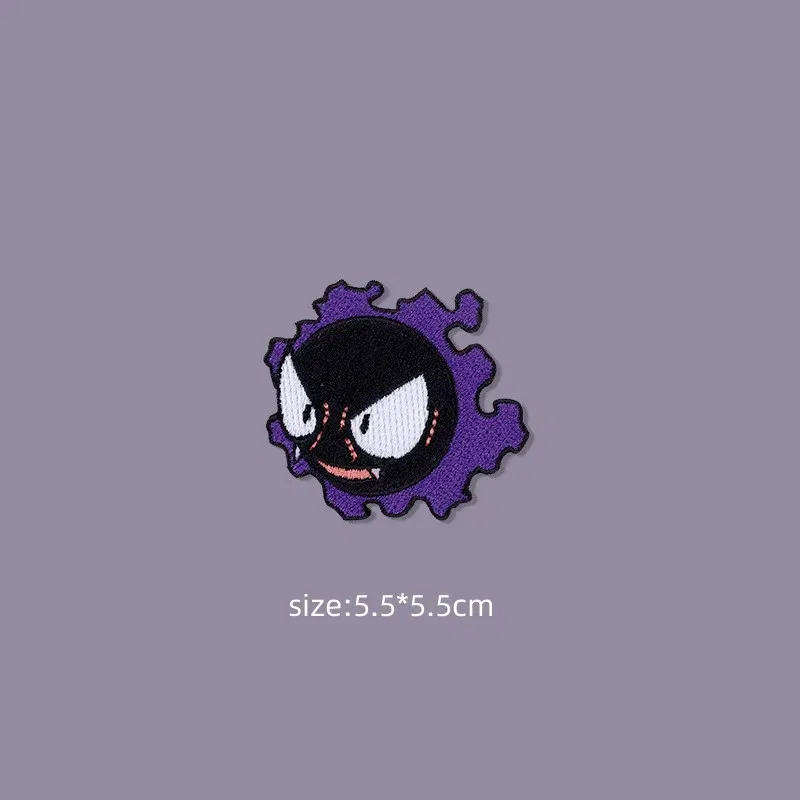 Color: Silver - Original Pokemon 3 style Gengar Patch DIY Badge Cloth Patch Embroidery Clothing bag sticker Down Jacket Denim Xmas Gift