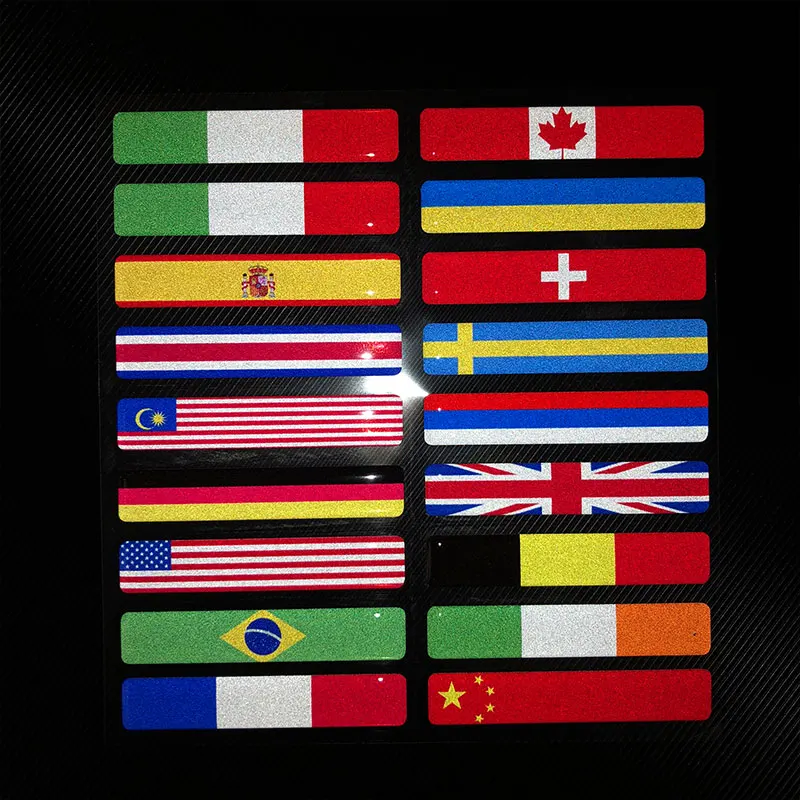 Color: multi - 3D Reflective National Flag Sticker Motorcycle Accessories Car Decal British Italy USA France Russia Spain Brazil Chile ukraine