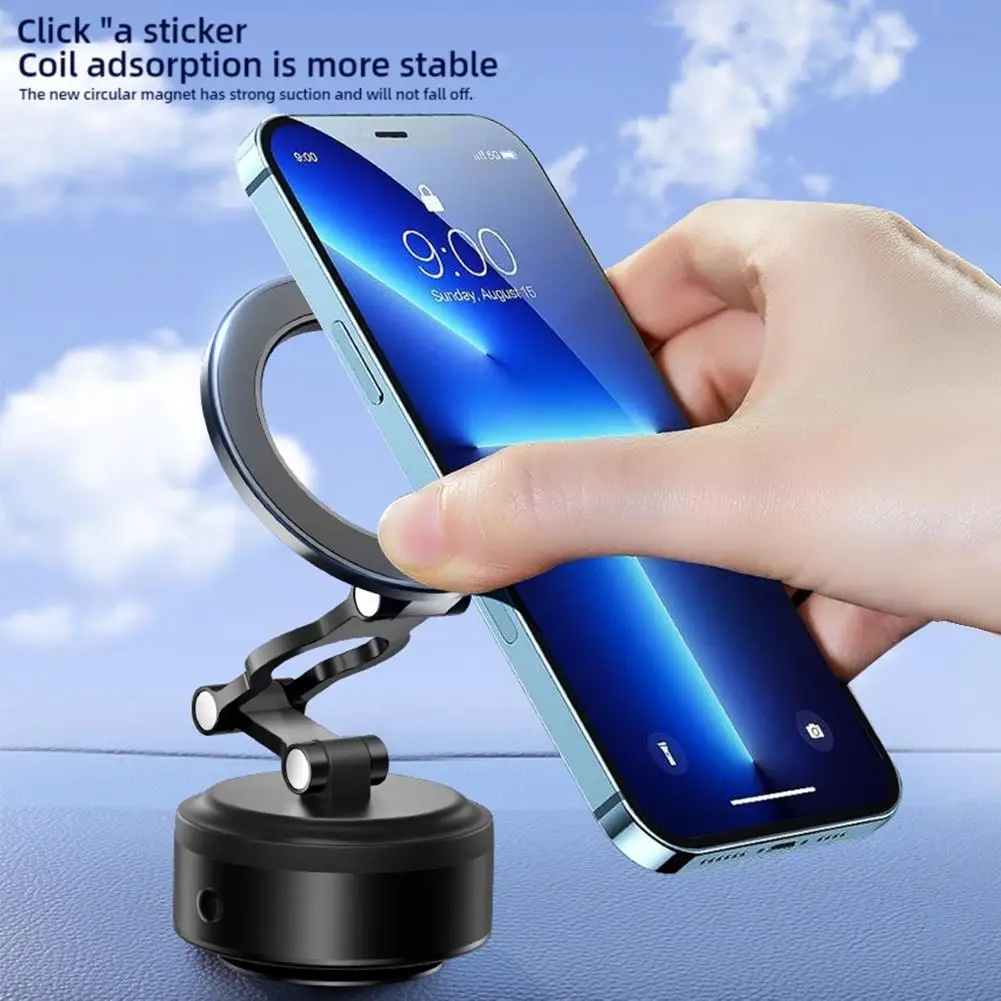 360 Degree Rotating Car Suction Cup Phone Stand Vacuum Adsorption Dashboard Magnetic Phone Holder Foldable For IPhone
