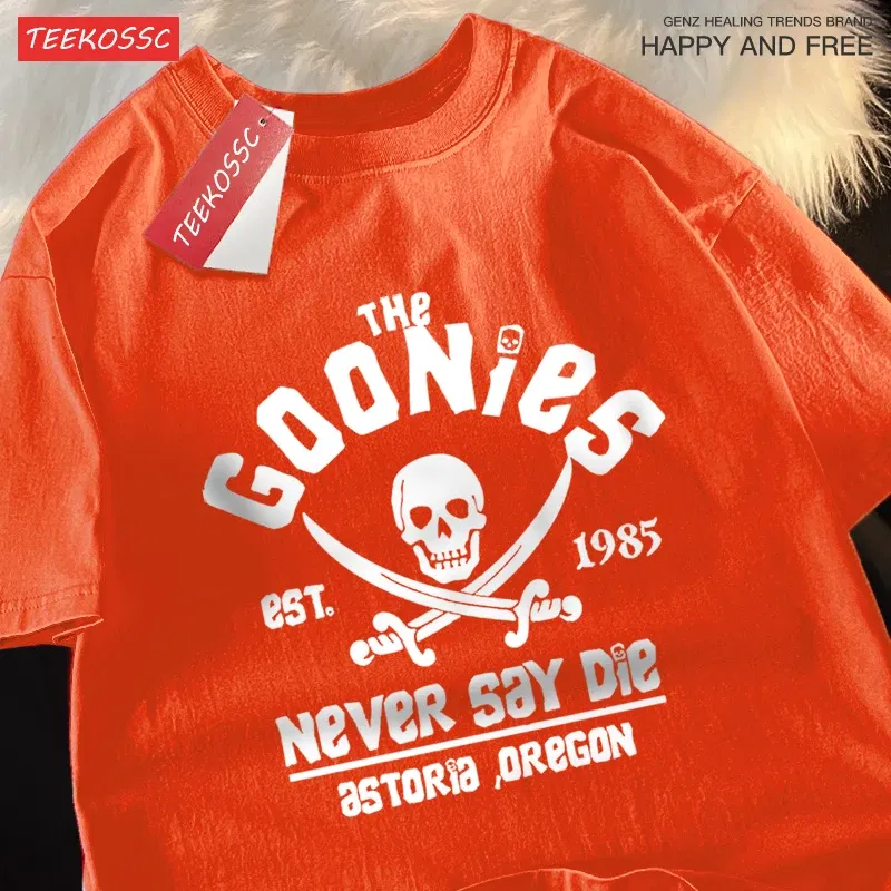 Color: Dark Grey, Size: XL - The Goonies Never Say Die T Shirts Men Women Comfortable Crewneck Tshirt Breathable Cotton T Shirts Street Loose Couple Clothing