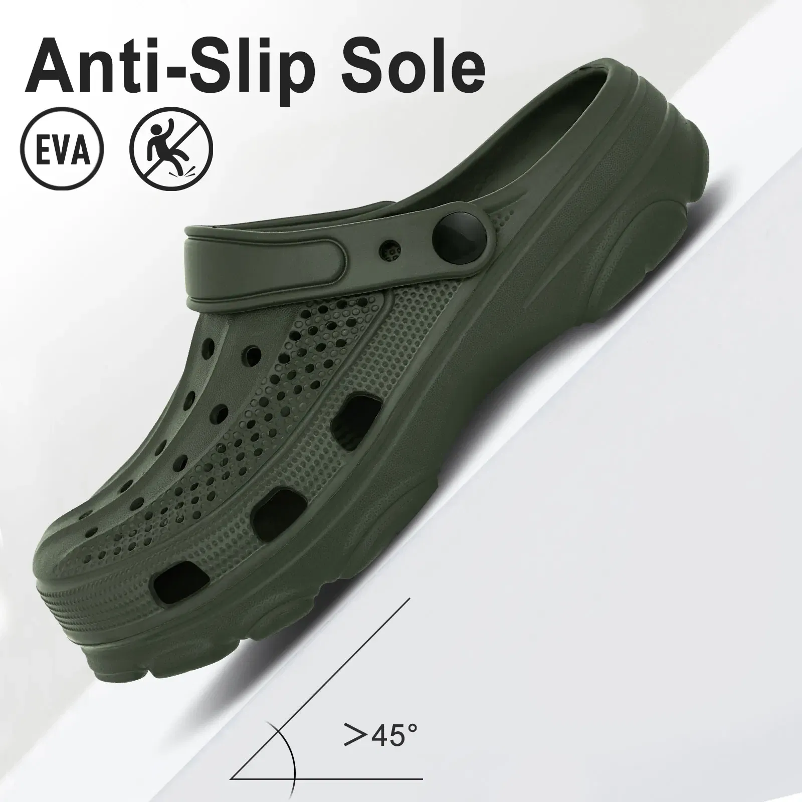 Color: black, Shoe Size: 38 - Smile Pop Casual Men Clogs Slippers Band Summer Slippers Outdoor Non-slip Beach Cozy Men Shoes Soft EVA Home Breathable Slippers