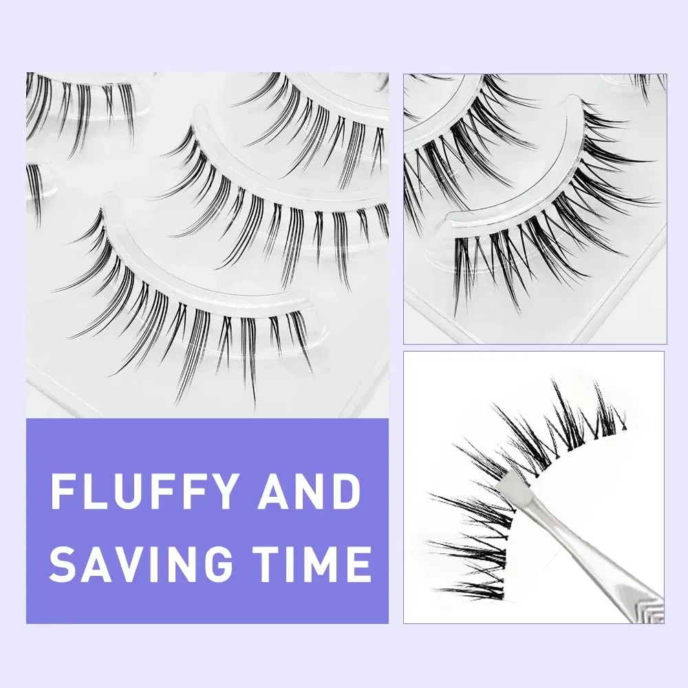Color: BLACK & RED, Length: MIX - 3D Lashes Premade Fan A/M Shape Spikes Cluster Eyelash Mix Extension Individual Makeup Super Natural Wispy DIY Premade Peduncle