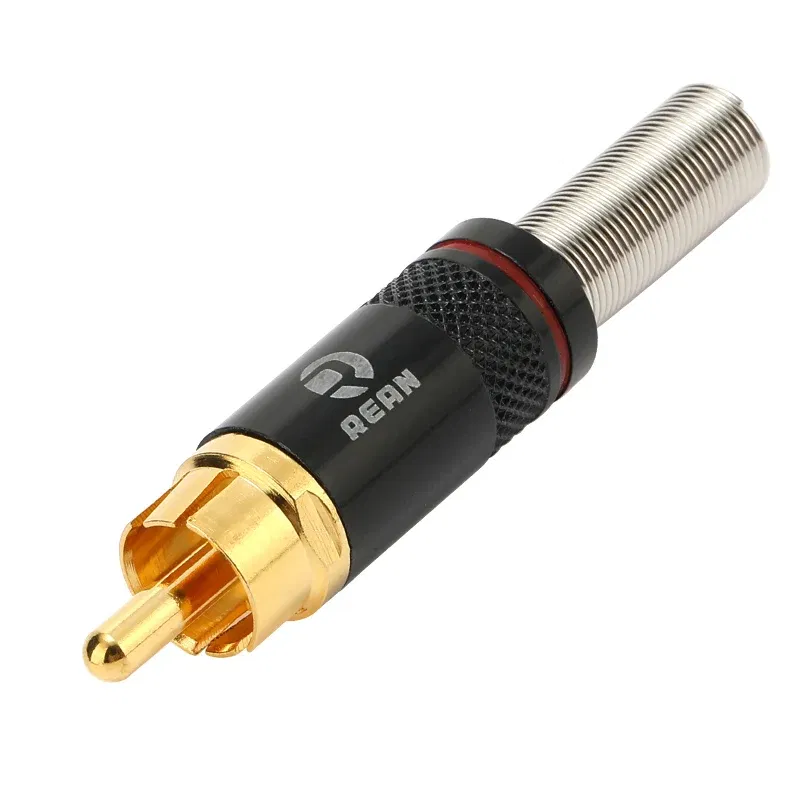 Color: Silver - 1pcs REAN RCA audio AV video plug gold-plated large tail diameter NYS366-BG fever HIFI DVD