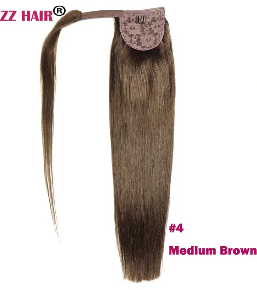 Color: #10, Life Span: 6 Months With Proper Care, Stretched Length: 18inches, Longest Hair Proportion: 35%-45% - ZZHAIR 100% Human Hair Extensions 16"-28" Machine Made Remy Magic Wrap Around Ponytail 60g-120g Clip In Horsetail Stragiht