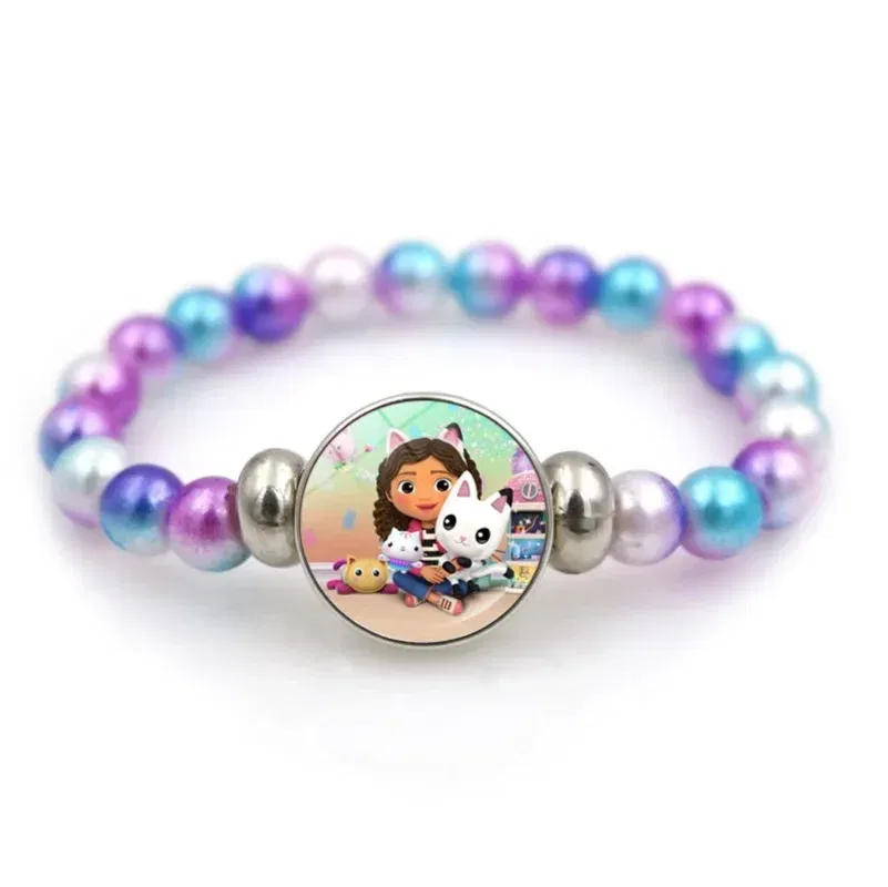Color: MULTI, Size: 12" - Gabby Dollhouse Bracelet Fashion Beaded Wristband Cartoon Anime Jewelry Accessories Kids Girls Boys Birthday Baby Shower Gift