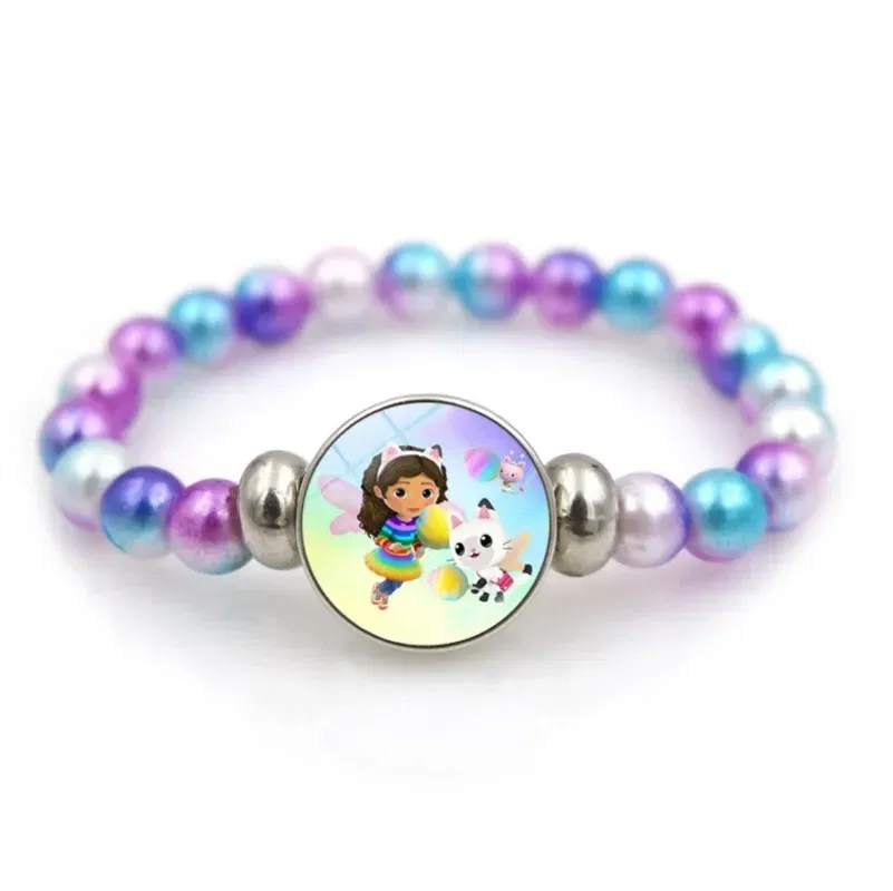 Color: MULTI, Size: 12" - Gabby Dollhouse Bracelet Fashion Beaded Wristband Cartoon Anime Jewelry Accessories Kids Girls Boys Birthday Baby Shower Gift
