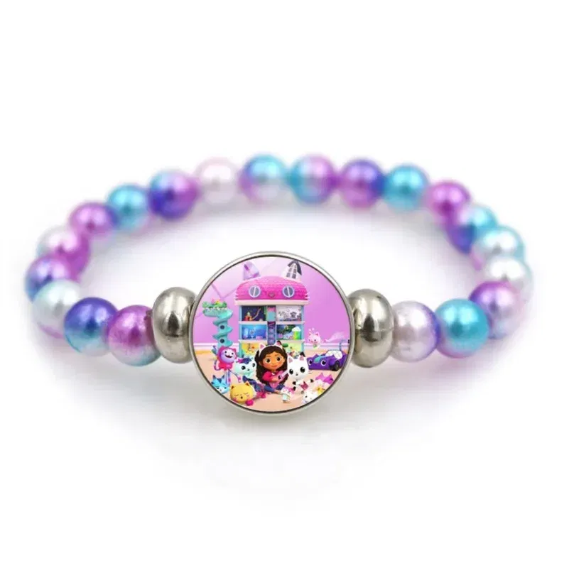 Color: MULTI, Size: 12" - Gabby Dollhouse Bracelet Fashion Beaded Wristband Cartoon Anime Jewelry Accessories Kids Girls Boys Birthday Baby Shower Gift