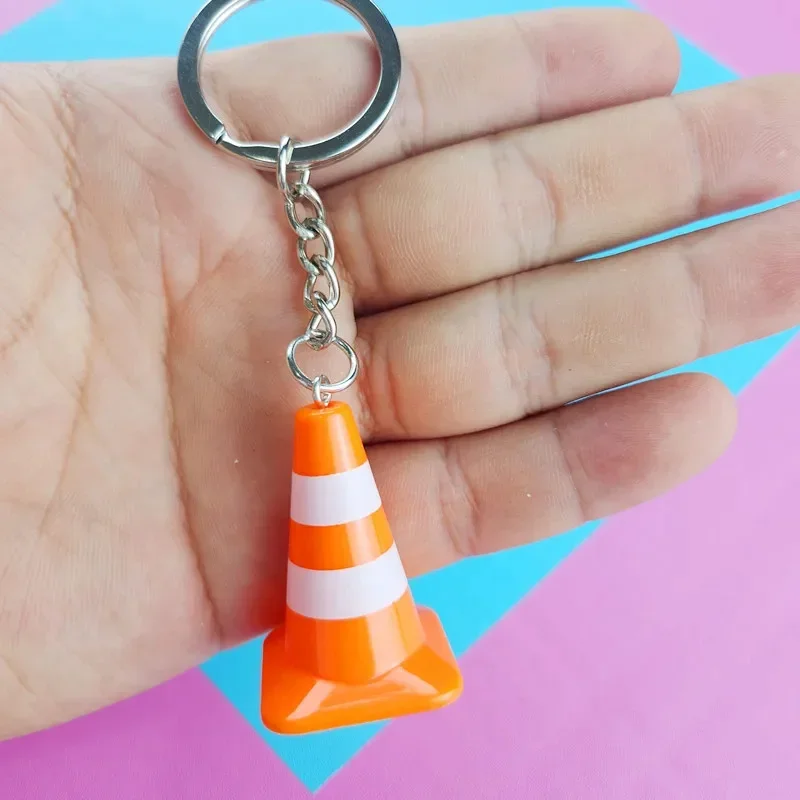 Metal Color: REDDISH BROWN - Unique Orange Traffic Cone Safety Design Novel Earring Keychain - The Perfect Gift for A Friend!