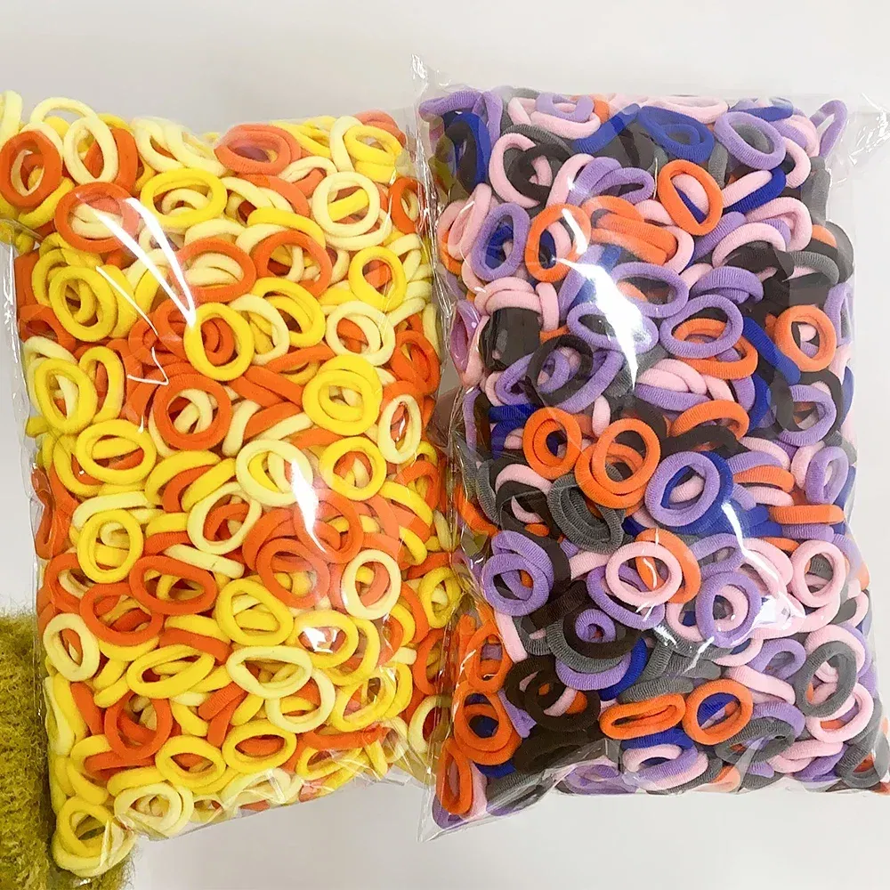 Color: green - 100PCS Colorful Basic Nylon Ealstic Hair Ties for Girls Ponytail Hold Scrunchie Rubber Band Kid Fashion Hair Accessories