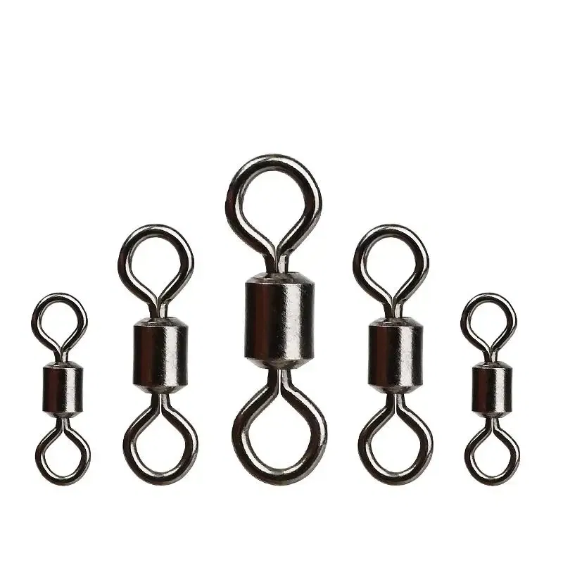Color: WHITE - 50PCS/Lot Fishing Swivel Sizes Solid Connector Ball Bearing Snap Fishing Swivels Rolling Stainless Steel Beads