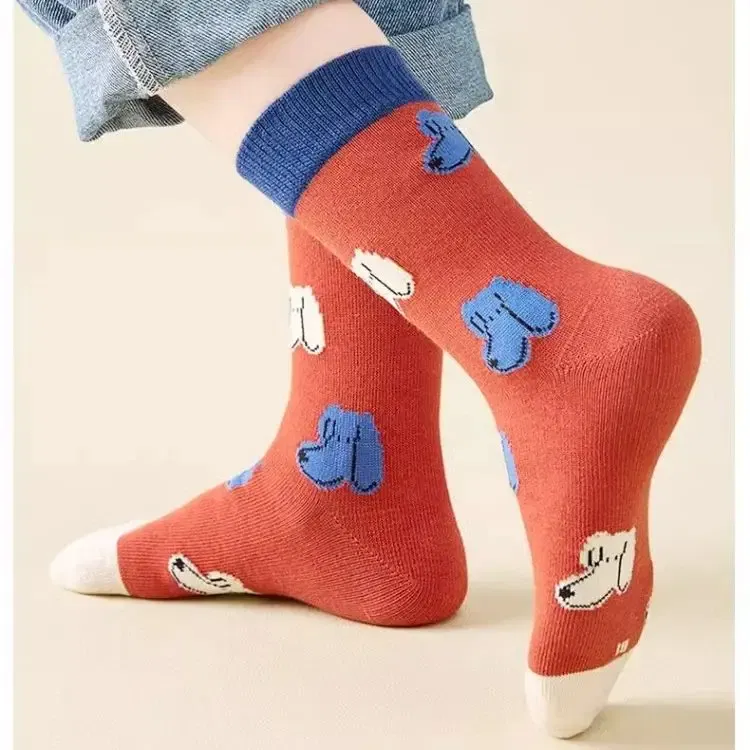 Color: black, Size: 7-9T - Autumn Children's Socks Little Big Boys Cotton Socks Baby Cartoon Pattern Medium Sock 5 Pairs/bag