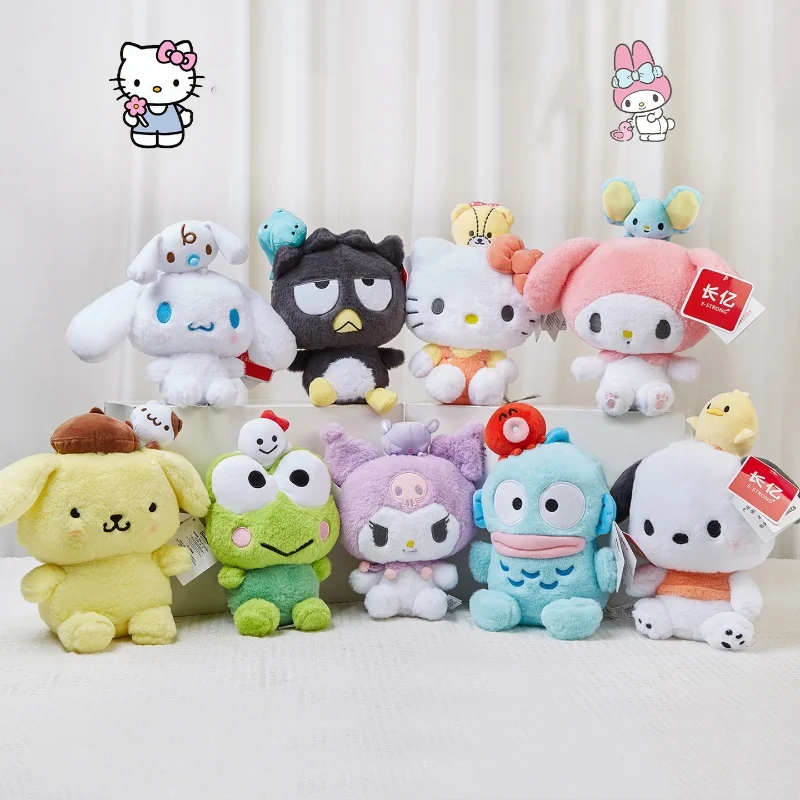Color: Red - 20-25cm Genuine Sanrio characters My Melody Kuromi Cinnamoroll Kt Cat Plush Toy Anime Stuffed Animals Christmas Birthday Gifts