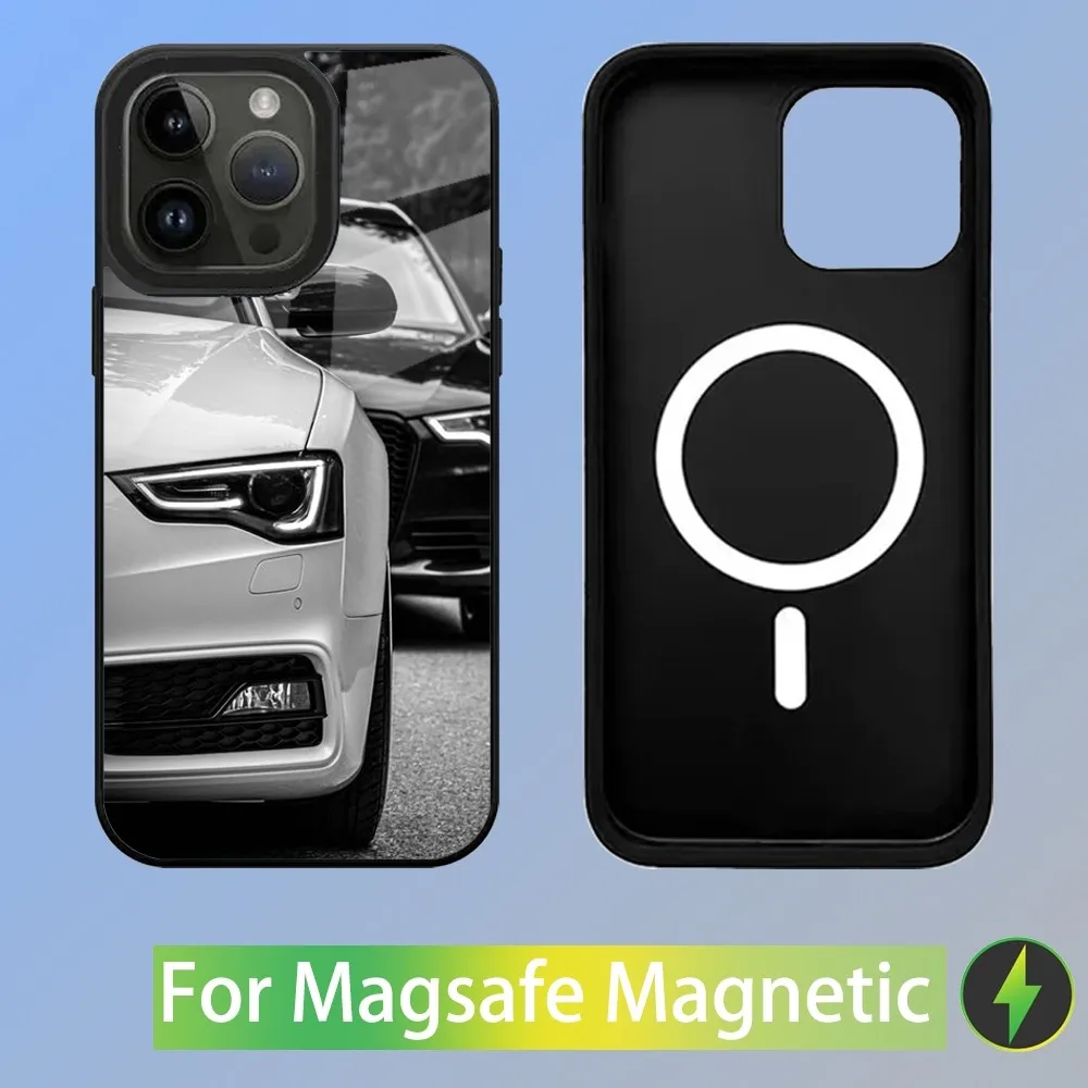 Color: Beige, Material: POLYESTER - R-S 6 7 sport car Phone Case For iPhone 16,15,14,13,12,11,Plus,Pro,Max Mini A-AudiS-S Magsafe Magnetic Wireless Charging
