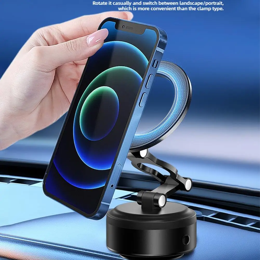 360 Degree Rotating Car Suction Cup Phone Stand Vacuum Adsorption Dashboard Magnetic Phone Holder Foldable For IPhone