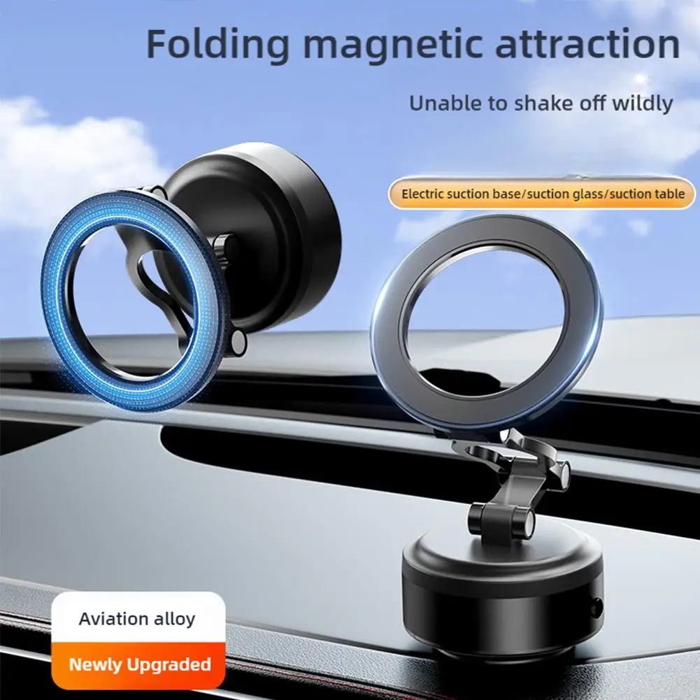 360 Degree Rotating Car Suction Cup Phone Stand Vacuum Adsorption Dashboard Magnetic Phone Holder Foldable For IPhone