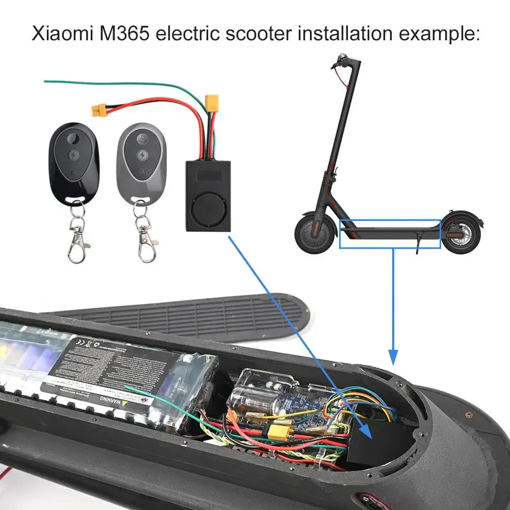 Color: Light green - Electric Bike Anti Theft System One Touch Start Electric Bike Alarm Anti Theft Device Compatible For  M365/ Nunbo MAX G30