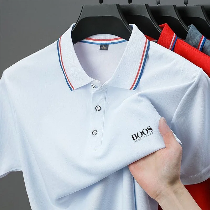 Color: Brown, Size: XXXL - 2025 Summer New Men's Short Sleeved Embroidered Polo Shirt Breathable Lightweight Shirt Luxurious Top Casual Lapel Men's T-shirt