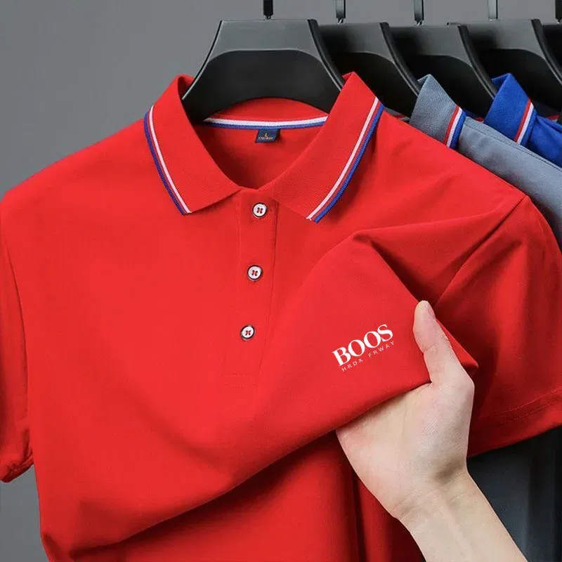 Color: Brown, Size: XXXL - 2025 Summer New Men's Short Sleeved Embroidered Polo Shirt Breathable Lightweight Shirt Luxurious Top Casual Lapel Men's T-shirt