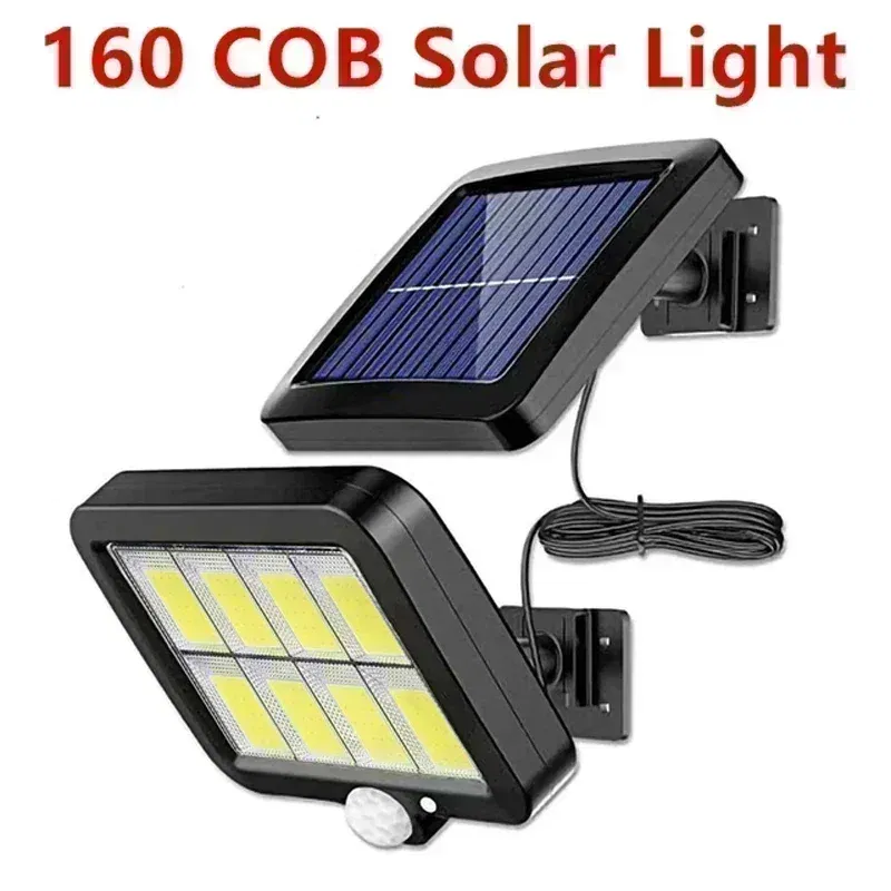 Emitting Color: light yellow - COB LED Solar Light Outdoor PIR Motion Sensor Solar Waterproof Wall Emergency Street Light Garage Lighting Patio Security Lights