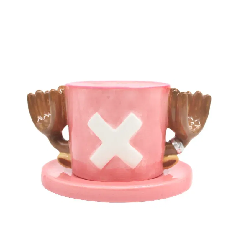 Color: Black - One Piece Monkey D. Luffy Ceramic Mug Portgas D Ace Chopper Sabo Office Desktop Cup Anime Figure Upside Down Coffee Cup Gifts