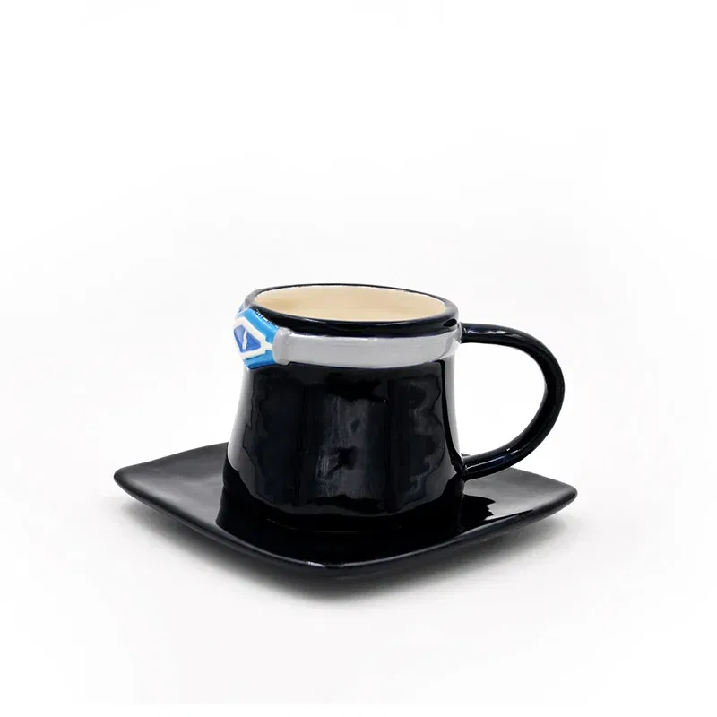 Color: Black - One Piece Monkey D. Luffy Ceramic Mug Portgas D Ace Chopper Sabo Office Desktop Cup Anime Figure Upside Down Coffee Cup Gifts