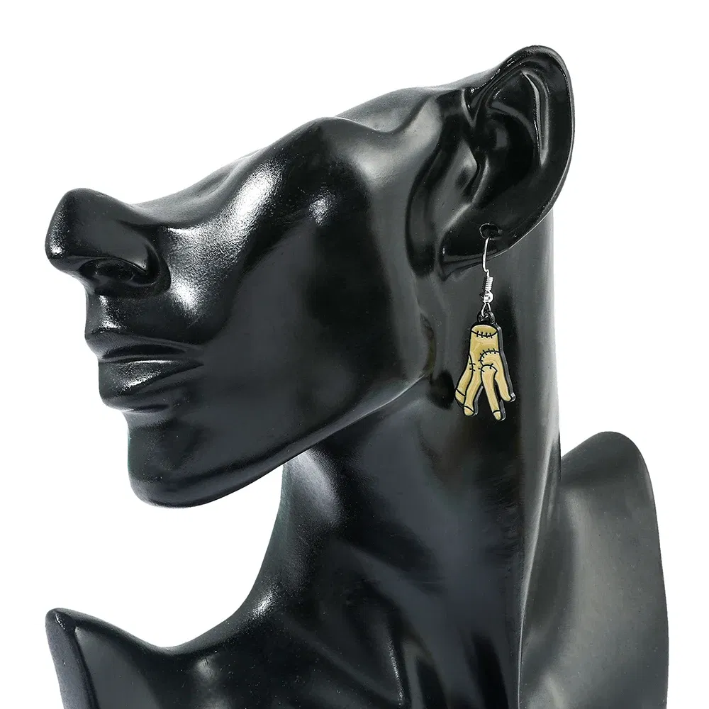 Metal Color: Orange, Ships From: CHINA - Trend TV Wednesday Addams Earrings Cosplay Props Thing Hand Letter W Pendant Ear Drop Earrings for Women Jewelry Accessories
