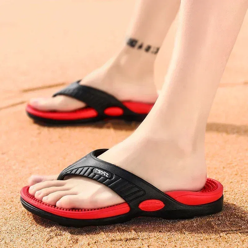 Color: Brown, Shoe Size: 41 - Massage Flip Flops for Men Summer Breathable Beach Shoes Sandals 46 Men Luxury Flip Flops Breathable Plus Big Size Men Slippers
