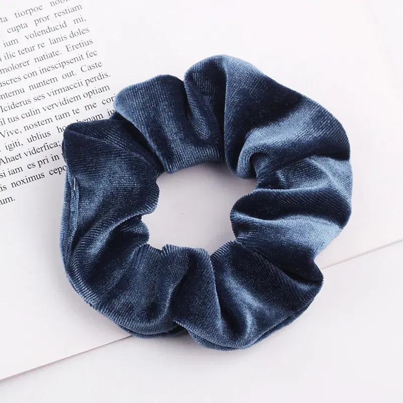 Color: Lavender - New Fashion gold velvet Women Pure color wild Large intestine Elastic Hair Sports Dance Scrunchie Girls Hair Accessories
