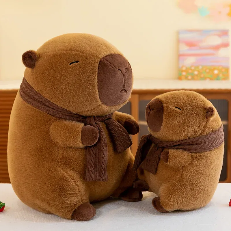 35CM Hot Plush Stuffed Doll Cute Scarf Pufferfish Plush Kawaii Animal Toy Children's Birthday Gift Capybara Doll Kids Toys