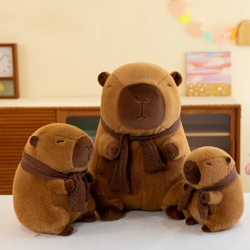 35CM Hot Plush Stuffed Doll Cute Scarf Pufferfish Plush Kawaii Animal Toy Children's Birthday Gift Capybara Doll Kids Toys