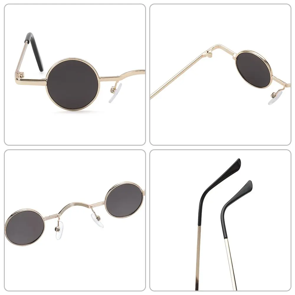 Lenses Color: black, Frame Color: WHITE - Small Round Rock Punk Sunglasses for Women Men Ultra Metal Frame Hip Hop Sun Glasses Candy Color Fashion Shades Driving Eyewear