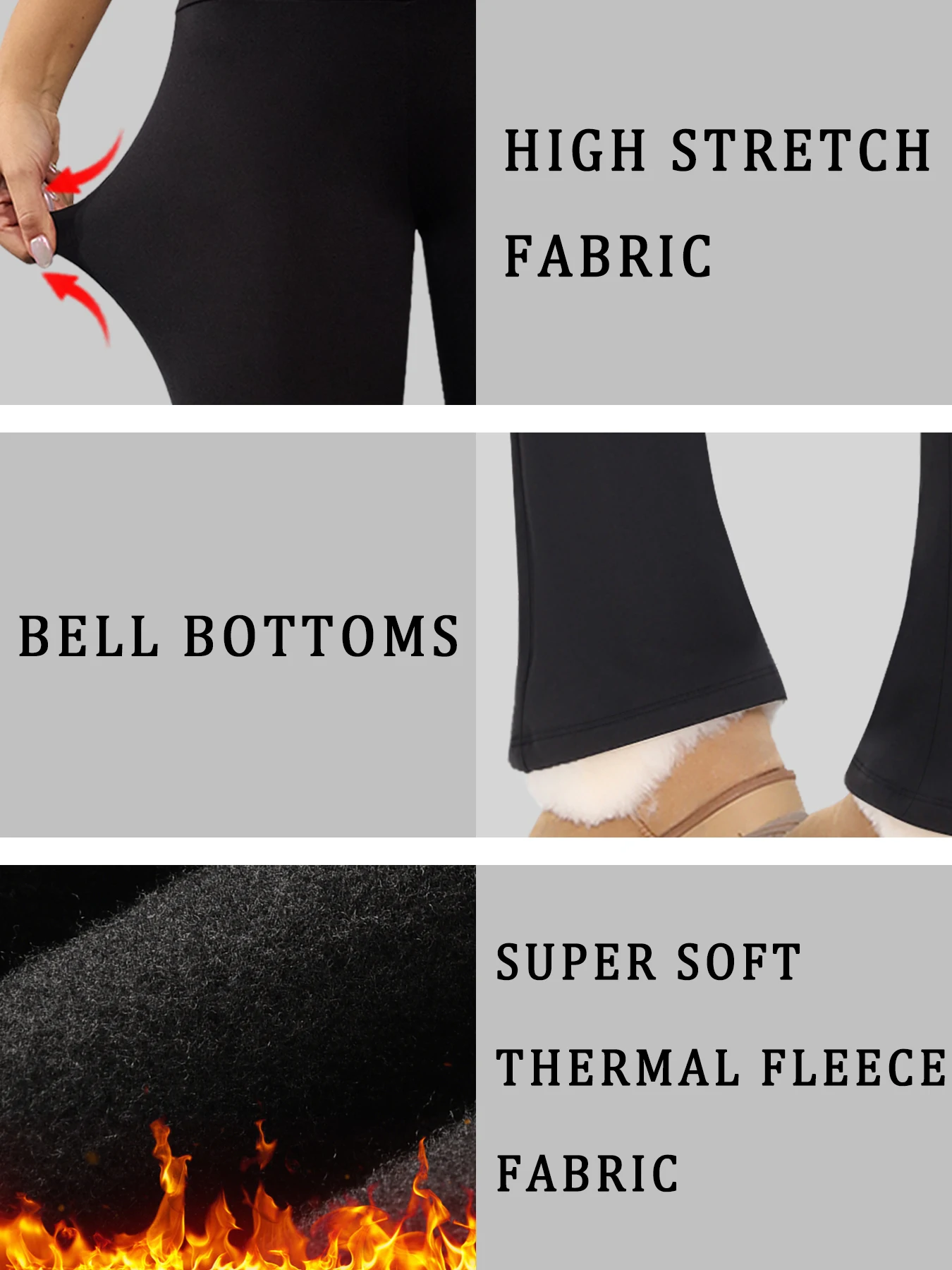 Color: black, Size: L - Women's Super Soft High Waisted Fleece Flare Leggings Tummy Control Soft Bootleg Bootcut Pants