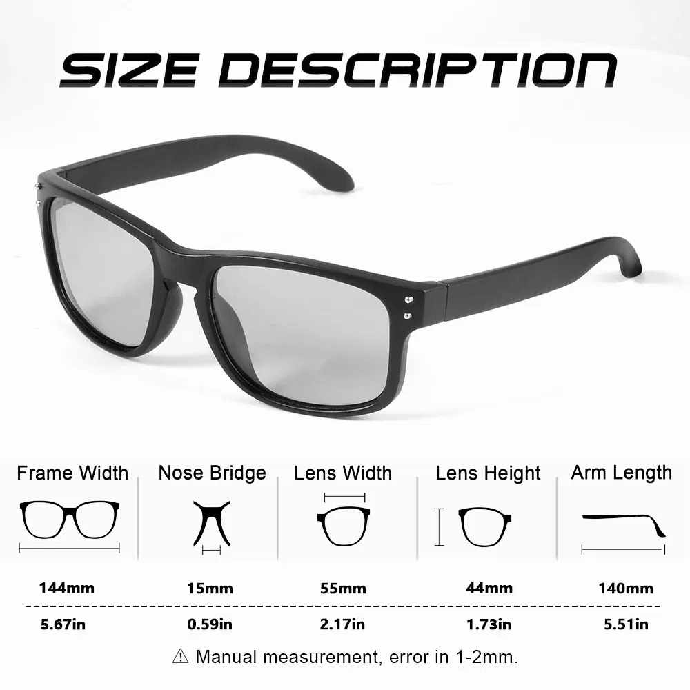 CRIXALIS Brand Photochromic Polarized Sunglasses for Men Fashion Rectangle Sun Glasses Male Outdoor Sport Fishing Shades UV400