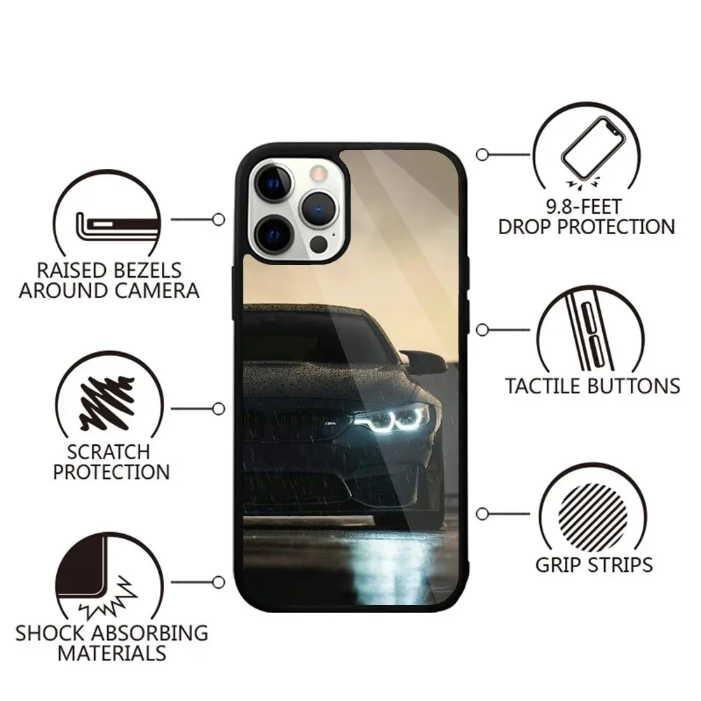 Color: Beige, Material: PU - Blue Red Car for B-BMW   Phone Case Strong Magnetic For IPhone 15,14,13,Pro,Max,Plus,11,12,Mini For Magsafe Wireless Charging