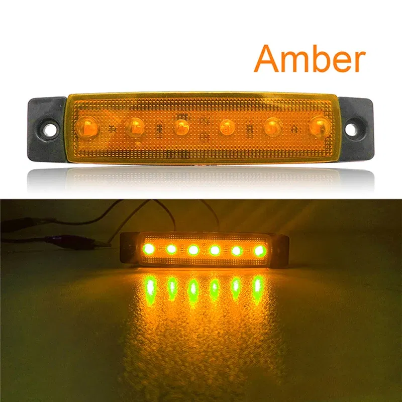 Emitting Color: DEEP BLUE - 1Pcs Truck Trailer Side Marker Indicators clearance Light Car Brake Rear Highlight Tail Light 6LED 12V/24V Warning Signal Lamp