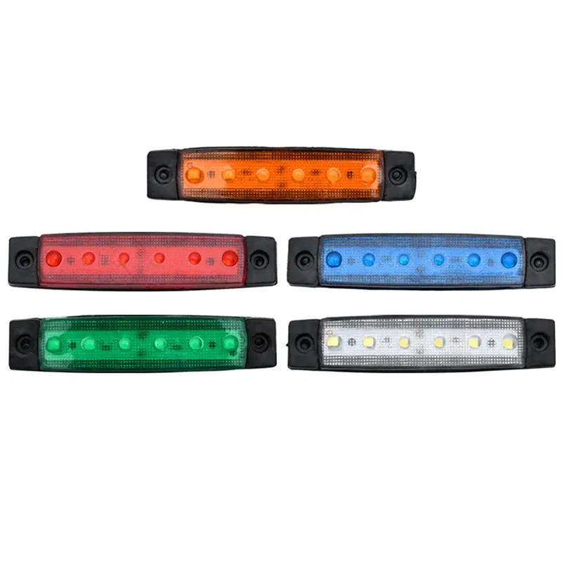 Emitting Color: DEEP BLUE - 1Pcs Truck Trailer Side Marker Indicators clearance Light Car Brake Rear Highlight Tail Light 6LED 12V/24V Warning Signal Lamp