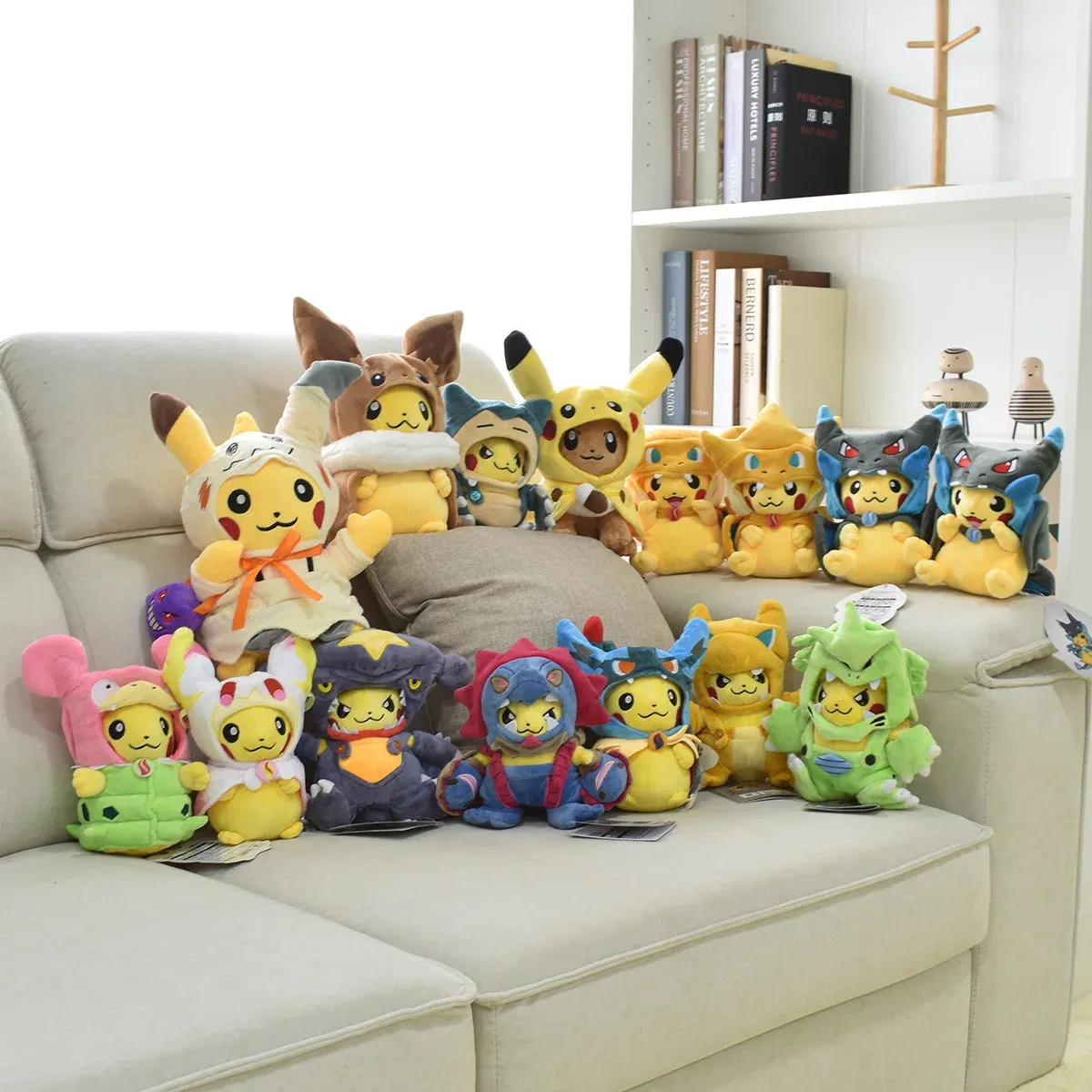 Color: Silver - Pokemon Pikachu Cosplay Toys Charizard Snorlax Garchomp Tyranitar Hydreigon Anime Stuffed Plush Cartoon Peluche Dolls