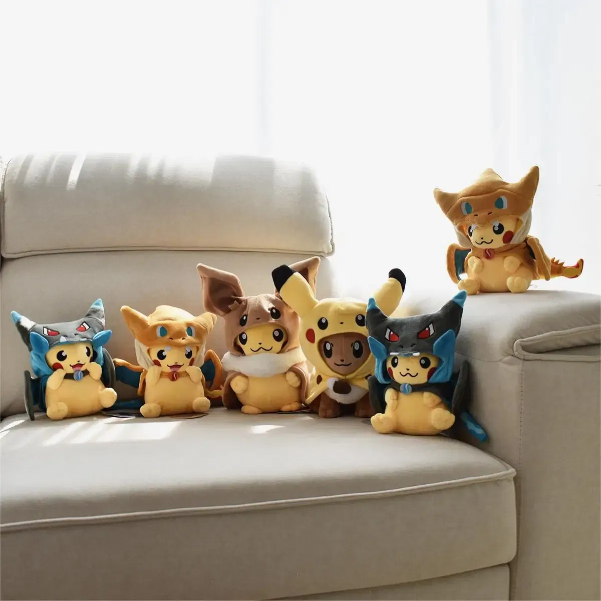 Color: Silver - Pokemon Pikachu Cosplay Toys Charizard Snorlax Garchomp Tyranitar Hydreigon Anime Stuffed Plush Cartoon Peluche Dolls