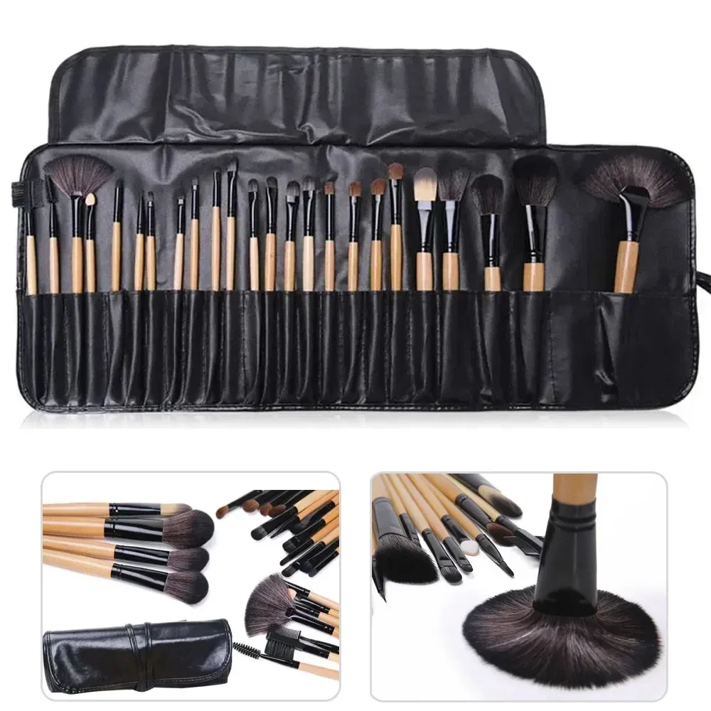 Handle Color: black - Gift Bag Of 24 pcs Makeup Brush Sets Professional Cosmetics Brushes Eyebrow Powder Foundation Shadows Pinceaux Make Up Tools