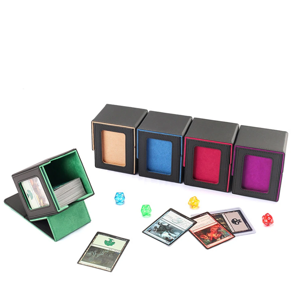 Color: Blue - New 100+ card storage box TCG MTG board game commander card carrying organizer box trading 3 "X4" regular storage box baseball