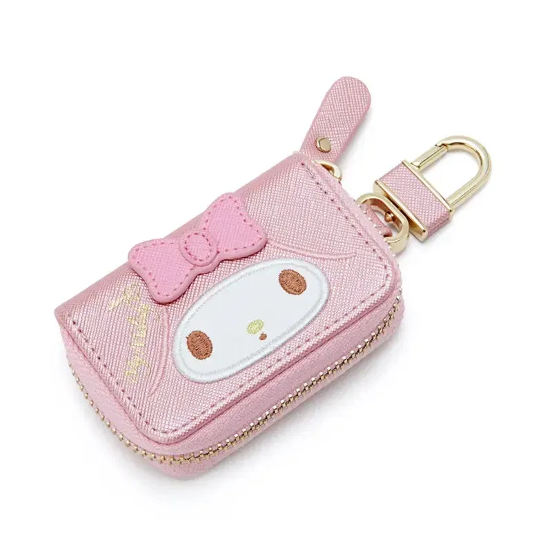 Color: PURPLE - Hello Kitty Car Key Case Cover Sanrio Key Organizer Melody Keychain Pouch Cinnamoroll Keychain Wallet Women Coin Purse Keychain