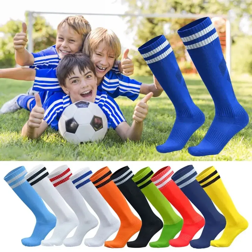 Color: Black - 1 Pair Sports Football Socks Non-slip Grip Football Socks Children Outdoor Running Fitness Socks