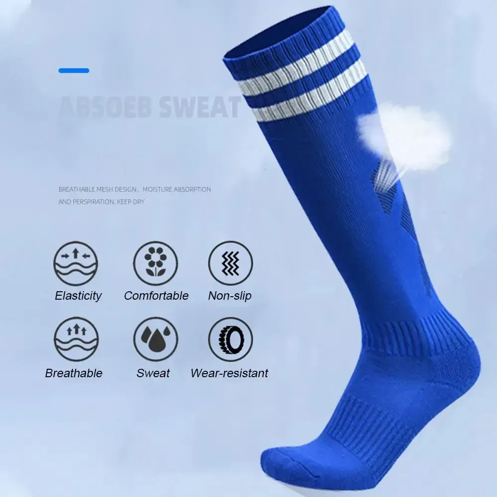 Color: Black - 1 Pair Sports Football Socks Non-slip Grip Football Socks Children Outdoor Running Fitness Socks