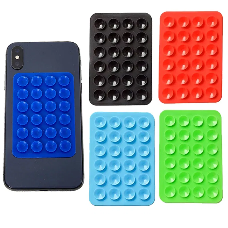 Color: Yellow - Double Side Silicone Suction Pad For Mobile Phone Fixture Suction Cup Backed Adhesive Silicone Rubber Sucker Pad For Fixed Pad
